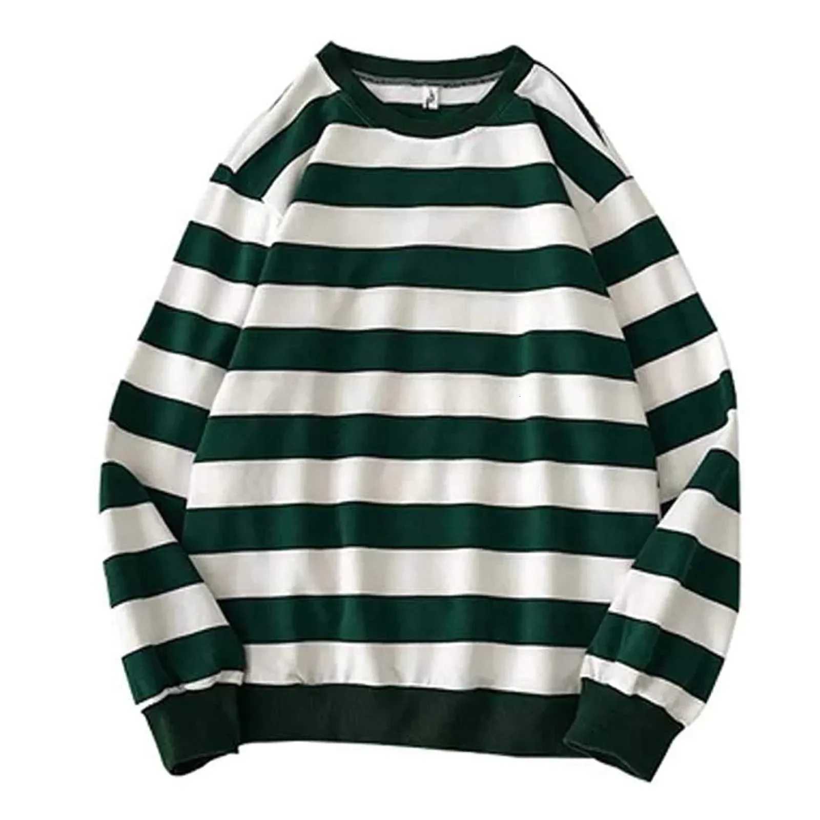 Oversize Striped Sweatshirt Womens Round Neck Long Sleeve Pullover Harajuku Casual Tops for Autumn WinterXJ250920