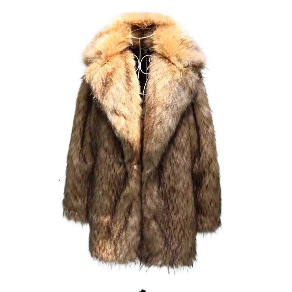 Mens Winter Warm Faux Fur Parkas Fashion Thick Thermal Fur Overcoat Extra Long Fur Jacket Outerwear For Male Winter Tops W250920