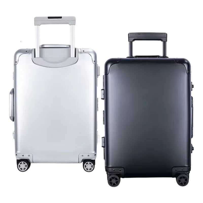 Polished Full Aluminum 20 Inch Carry On Luggage Business Travel Mens Silent Wheel With TSA Lock Cabin Suitcase W250920-image-1076020287