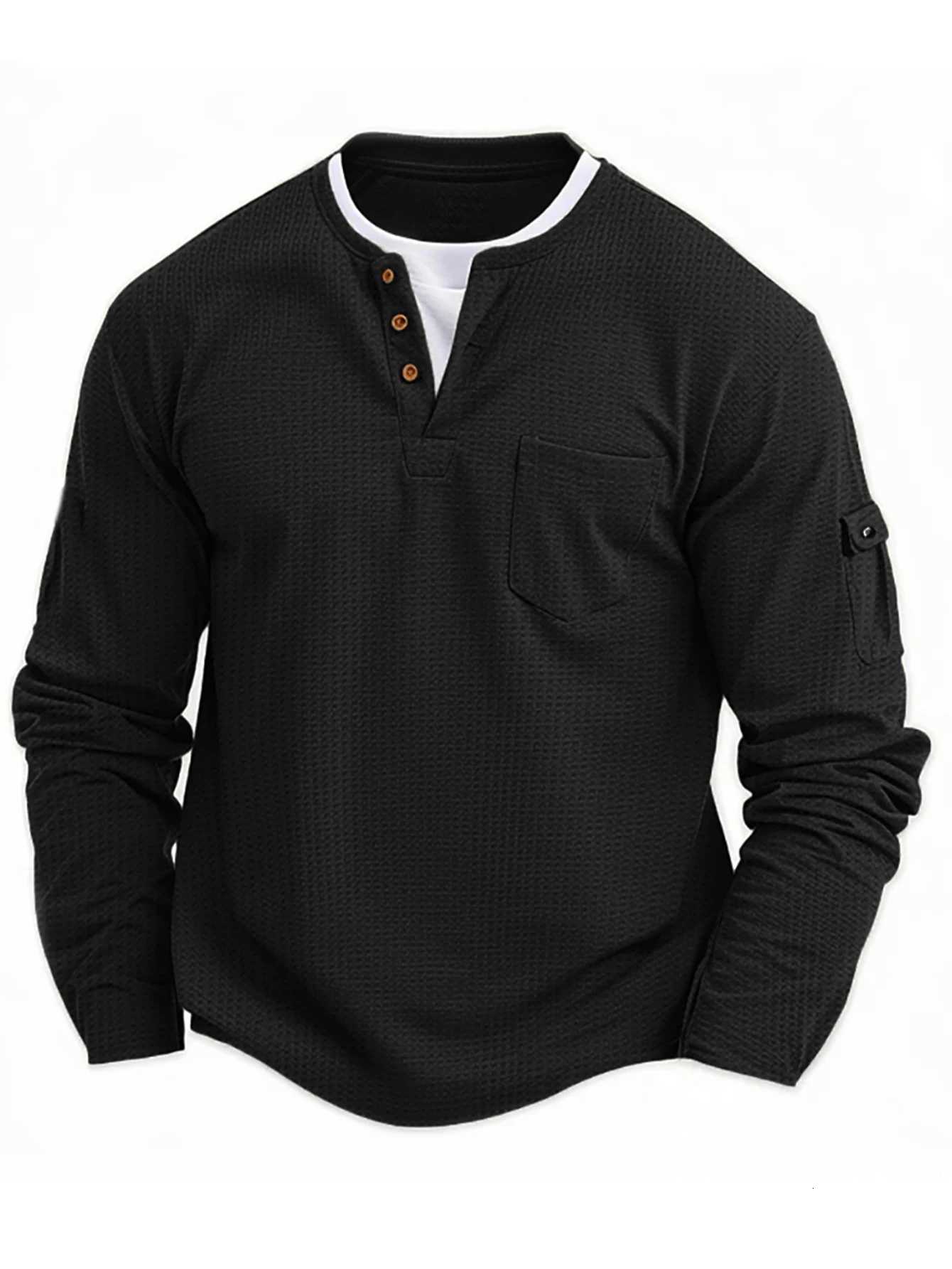 Nouveau printemps automne pour hommes décontractés bouton de sport de cou cou de cou de couche