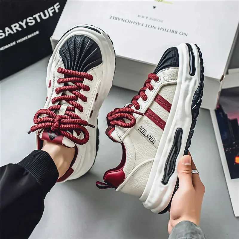 Sneakers pour hommes Design Impression en cuir chaussures de sport décontractées mode Hauteur confortable augmentation plate-forme plate plante d