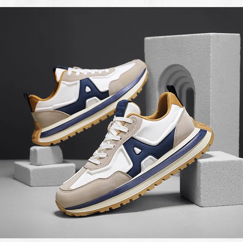 2025 New mens shoes Spring simple fashionable trendy casual white sneakers mens student running anti-slip thick-soled dad shoes free shipping