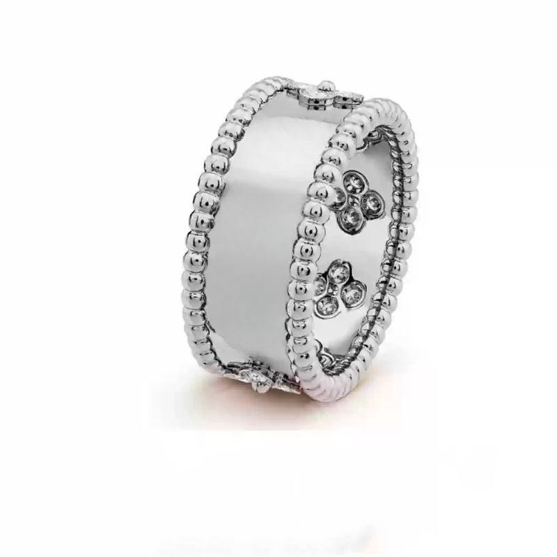 clover designer band gold ring for women charm elegant Top grade classic 18k gold 925 silver rings with shine crystal diamond engagement ring luxury