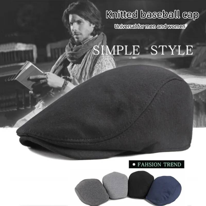 Men's Simple Fashion Beret Solid Color Soft Top Beanie Retro Newsboy Hat Sunshade Casual Flat Visor Cap Berets Gift ddmythur