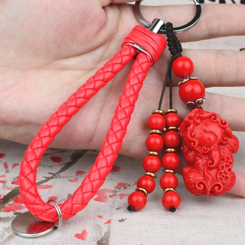 New Year Gift Crystal Glass Pixiu Car Key Chain Wholesale Bag Charms Tourist Attraction Trinkets Christmas Gifts Doll Accessories Chinese Style C-image-1076008106