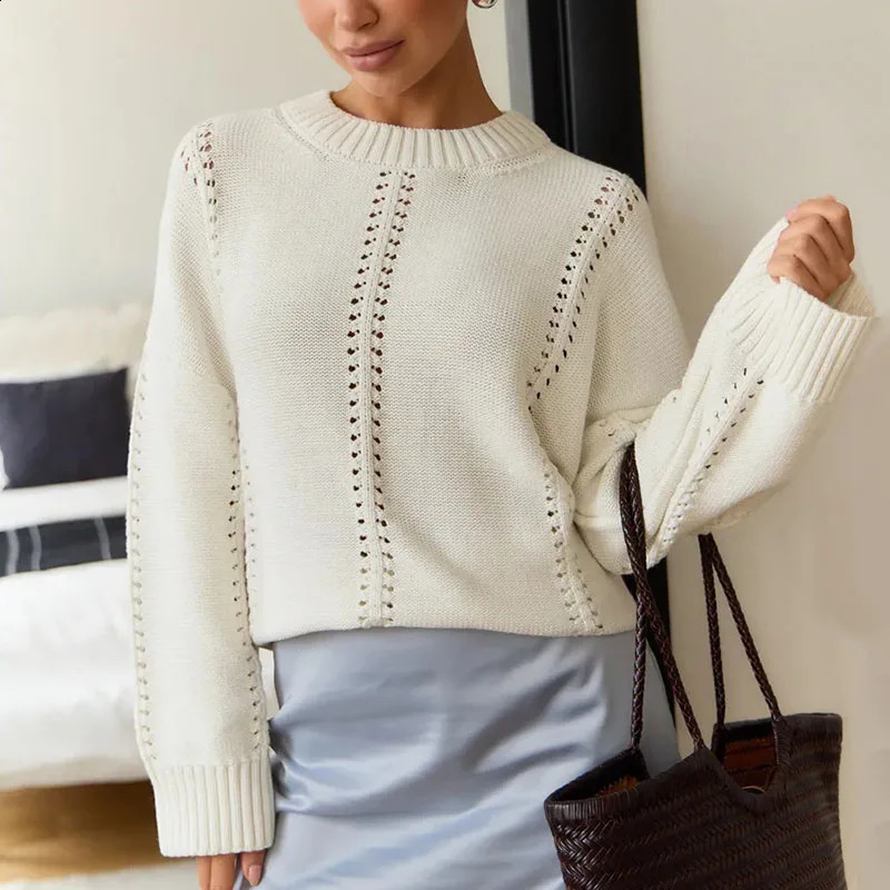 Femmes Panels Hollow Out Style Lazy Automne hivernale Round Round Coute Trifl