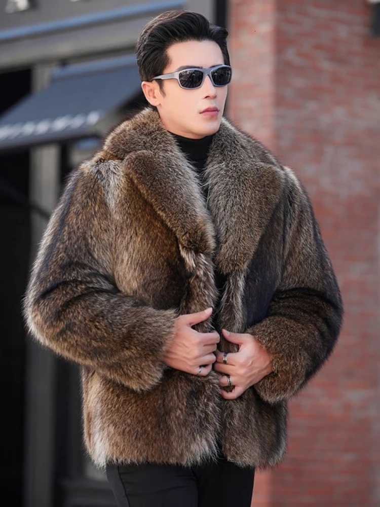 Luxury Brand Fur Coats Men Winter Mink Coat Warm Thick Faux Fur Jacket Mens Clothing Overcoat Singer Stage CostumesXJ250920