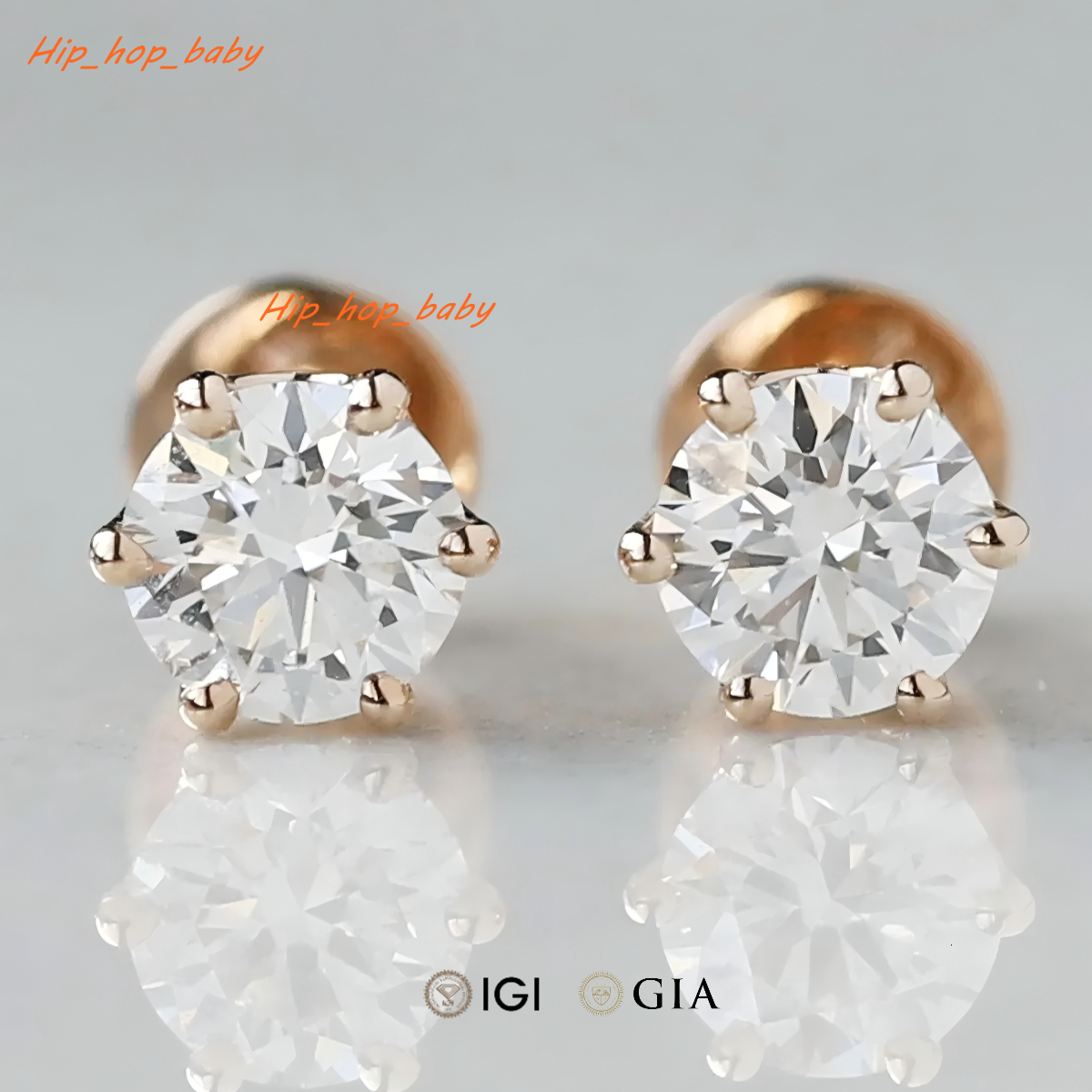 Igi Gia Certified 1 2 3 Carat HPHT CVD LabGrown Diamond Studs 14k 18k Solid Gold 6 Prong Telula Synthetic Diamond Earrings Stud