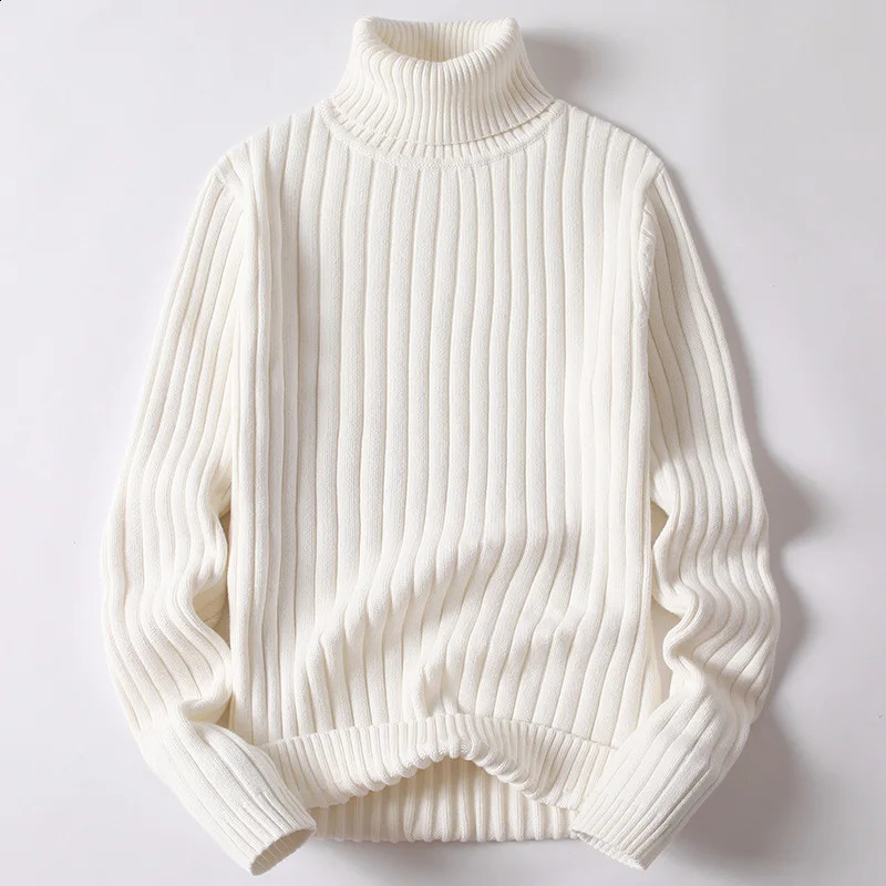Solid Twisted Cuff High Collar Sweater Mens Thick Autumn Winter Versatile Mens Sweater Base Layer Mens Knitted Trend 250919