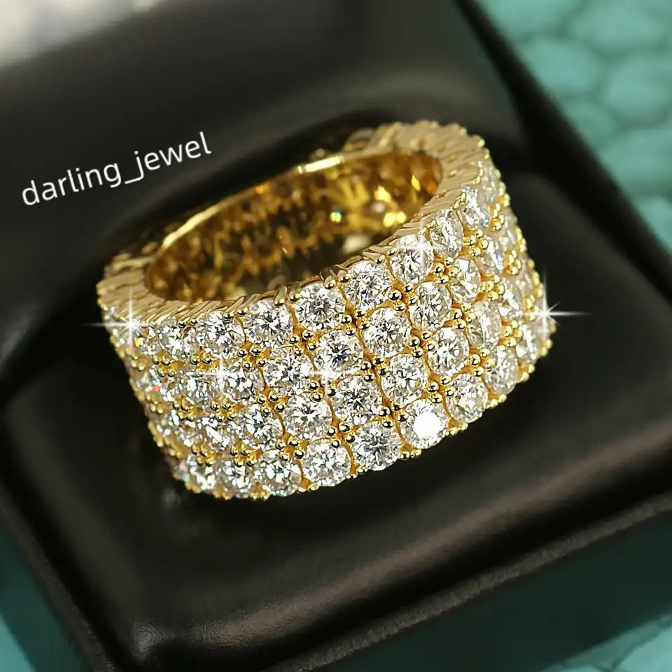 Luxury Mens Iced Out Silver Cross Ring Custom VVS Moissanite Jewelry