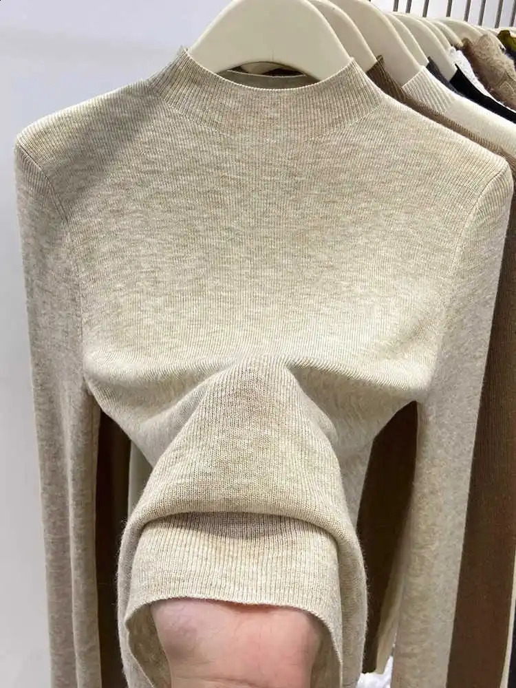 AOSSVIAO Autumn Winter 2025 Women Turtleneck Sweater Female Slim Fit Warm Pullovers Ladies Solid Color Soft Knitted Tops 250920
