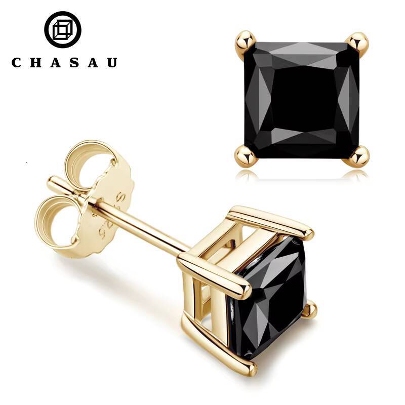 Passed Diamond Test Multi Choice 45x45mm 5x5mm 55x55mm Moissanite 925 Sterling Silver Classic Black Stud Earrings for Men