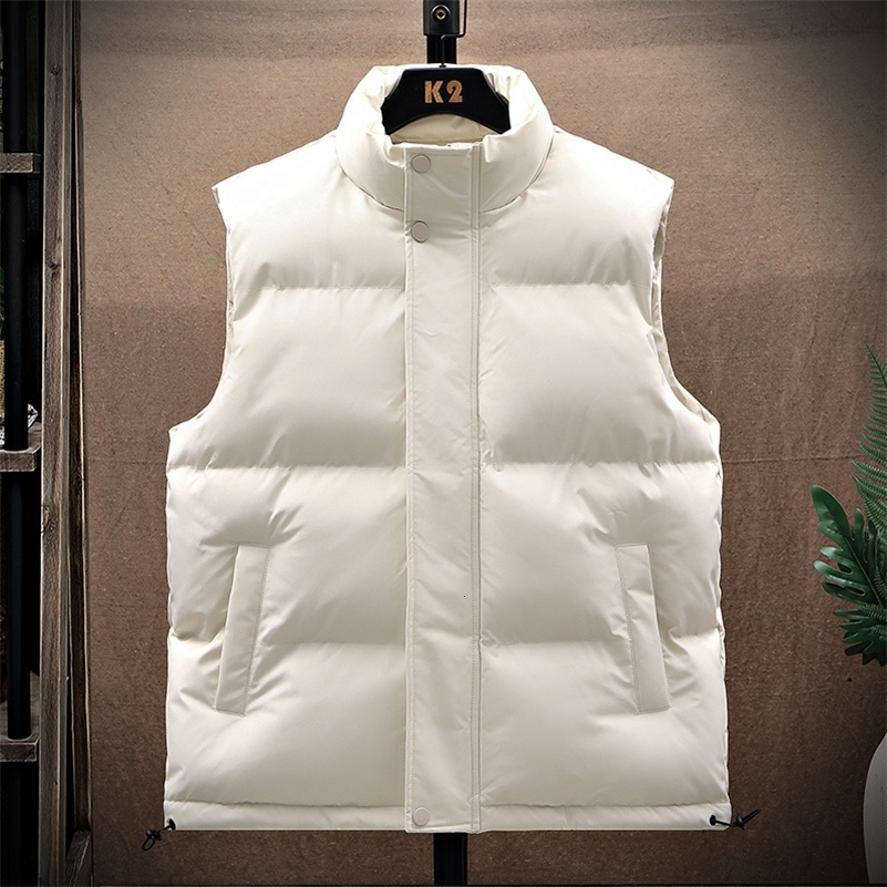 Cotton Vest Jacket Men Puffer Sleeveless Coats Mens Solid Color Jacket Winter Warm Waistcoat Outwear Windbreaker Clothing 250919