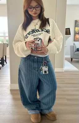 Autumn Street Letter Patch n Knitted Long Sleeve Womens Retro Harajuku Casual Comfortable Loose Sweatshirt Daily Top 250919
