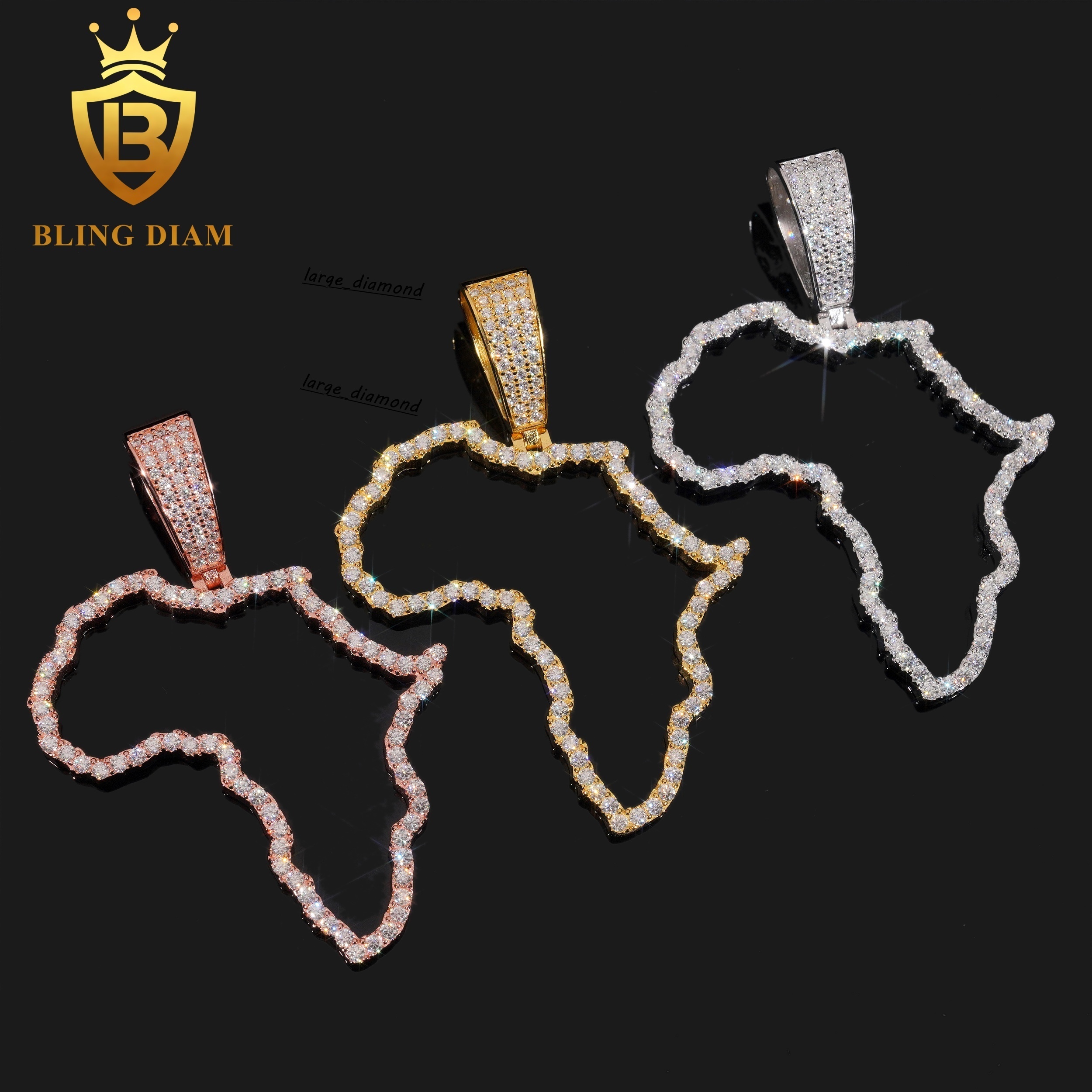 GRA Certificate Pass Diamond Tester Moissanite Map Pendants 925 Silver Iced Out Jewelry Custom Moissanite Pendant