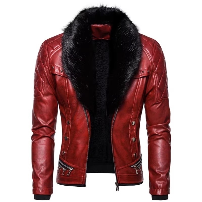 Veste en cuir de moto d'hiver MOTRE Men de baisse du col en fourrure Slim Fit Pu Bomber Vestes Mabes Moto Moto Biker Coat 250919