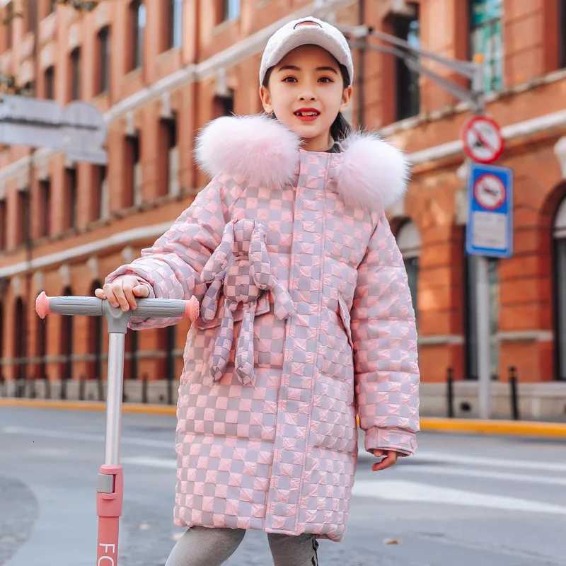 2023 Fashion Nouvelle veste en bas pour enfants Velles d'hiver épais chauds pour les filles avec une capuche Filles rose étanche canard en bas x2