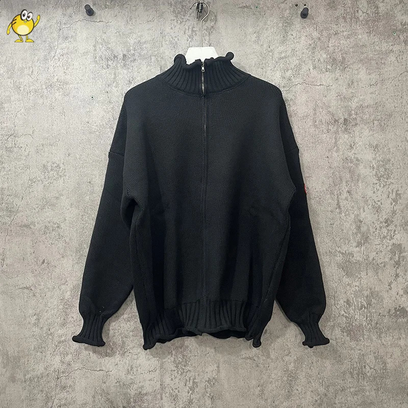 Cardigan Zip CAVEMPT Knit Sweater Men Woman Good Quality Black CE Cav Empt Streetwear Letter Jacquard Winter Heavy Fabric 250919