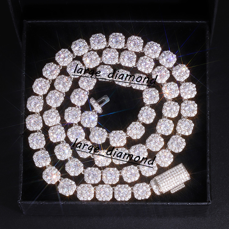 Nouvelle arrivée 8 mm Fashion Luxury Jielts de serrage de haute qualité 925 argent sterling glacé Hip Hop Moisanite Cuban Link Chain