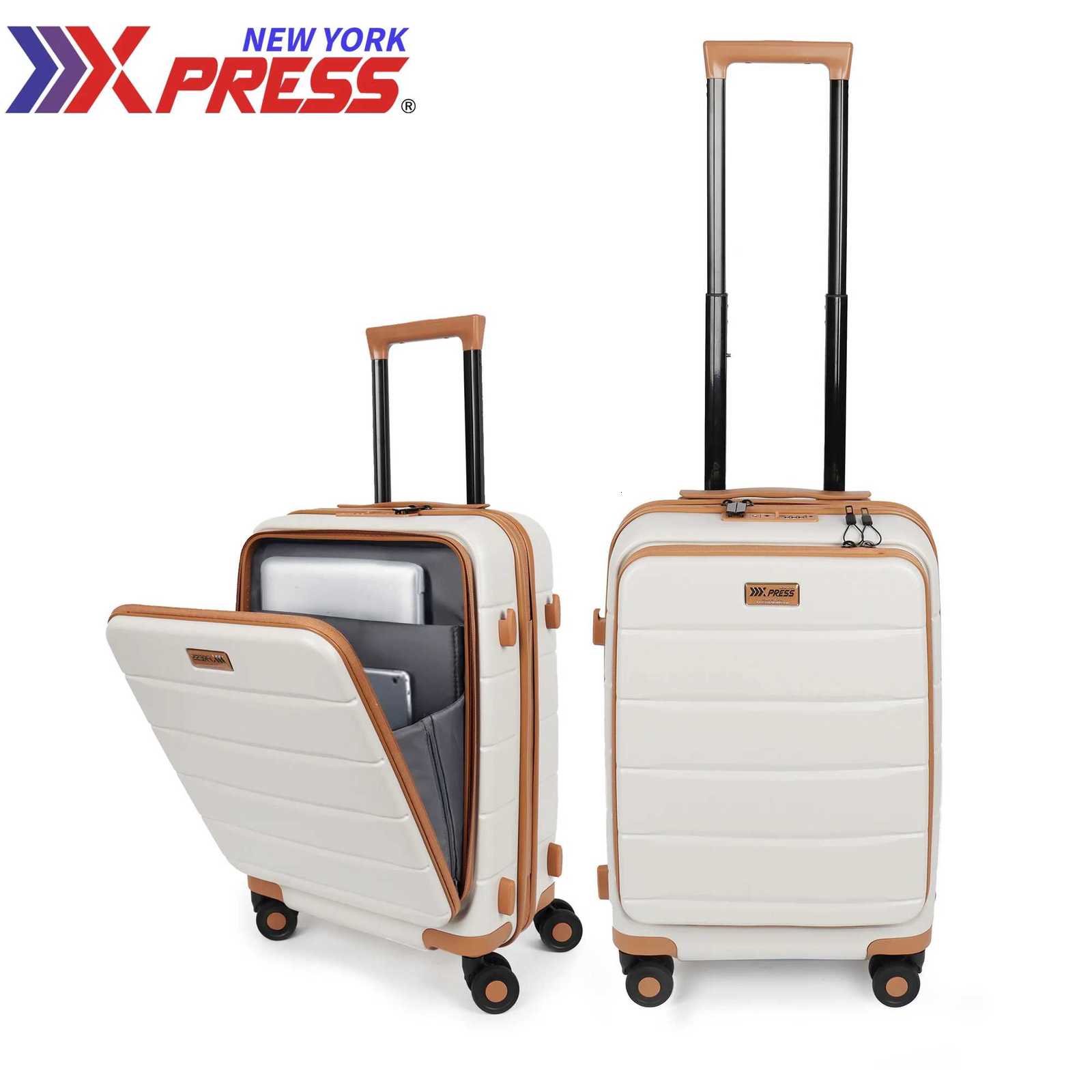 New Design Front Opening Carry on Luggage Trolley Suitcase with TSA LockMute Spinner WheelsPortable HookLaptop Compartment W250920-image-1076020300