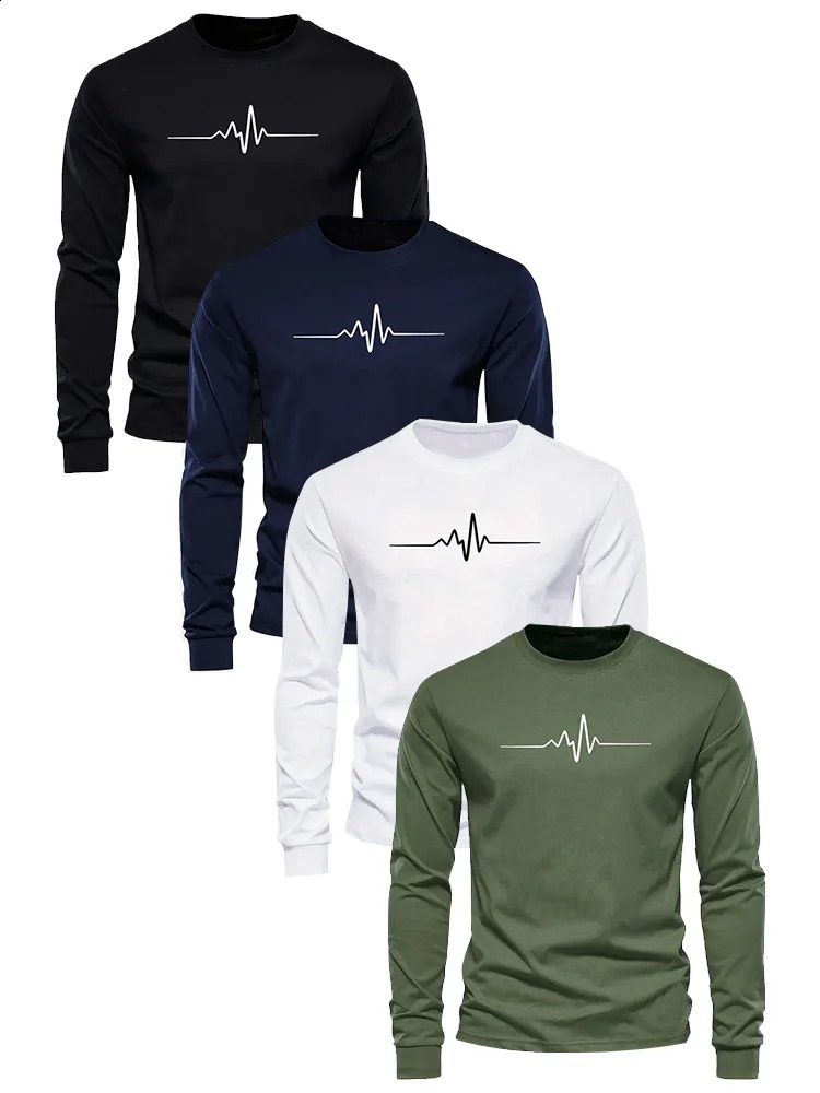 Radio Wave Cartoon Printed Tshirt Mens Loose Casual Long Sleeve Suitable for Wearing At Home in Autumn and Winter 250920