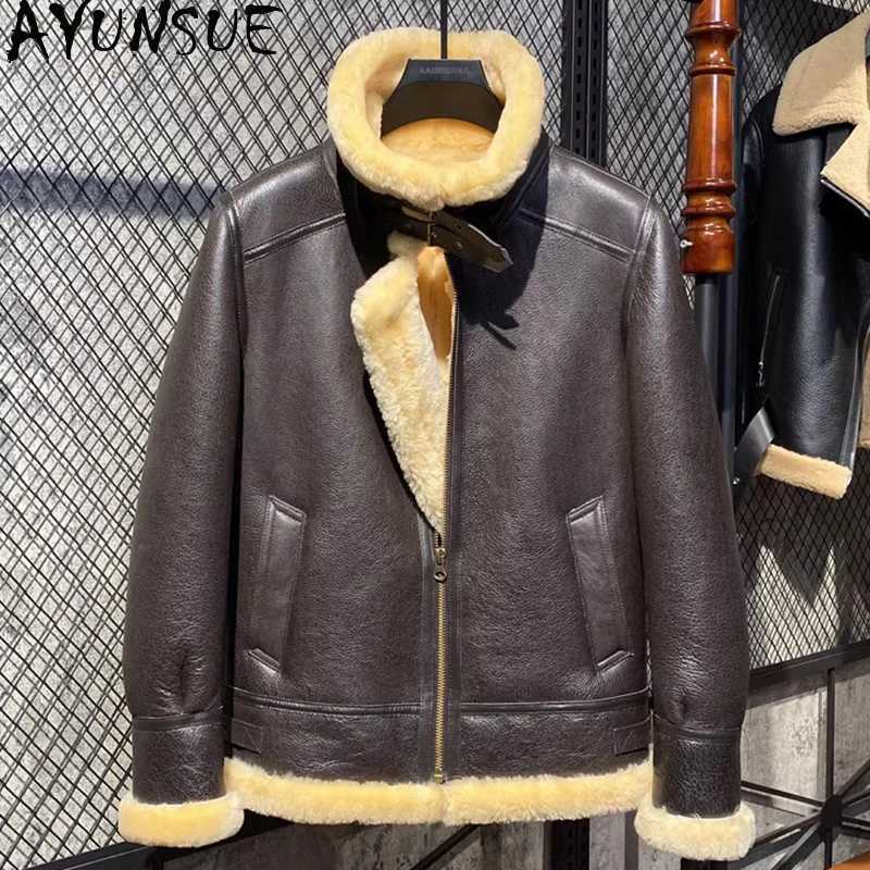 AYUNSUE Natural Real Sheepskin Fur Coat 2024 Winter Jacket Mens Fur Jackets Coats Fashion Genuine Leather Jacket Men Clothing W250920