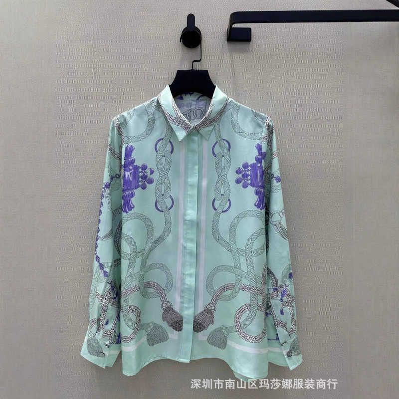 Women's Blouses & Shirts designer Autumn New Positioning Printed Twill Silk Shirt for Women Socialite Versatile Blouse Top SPEU