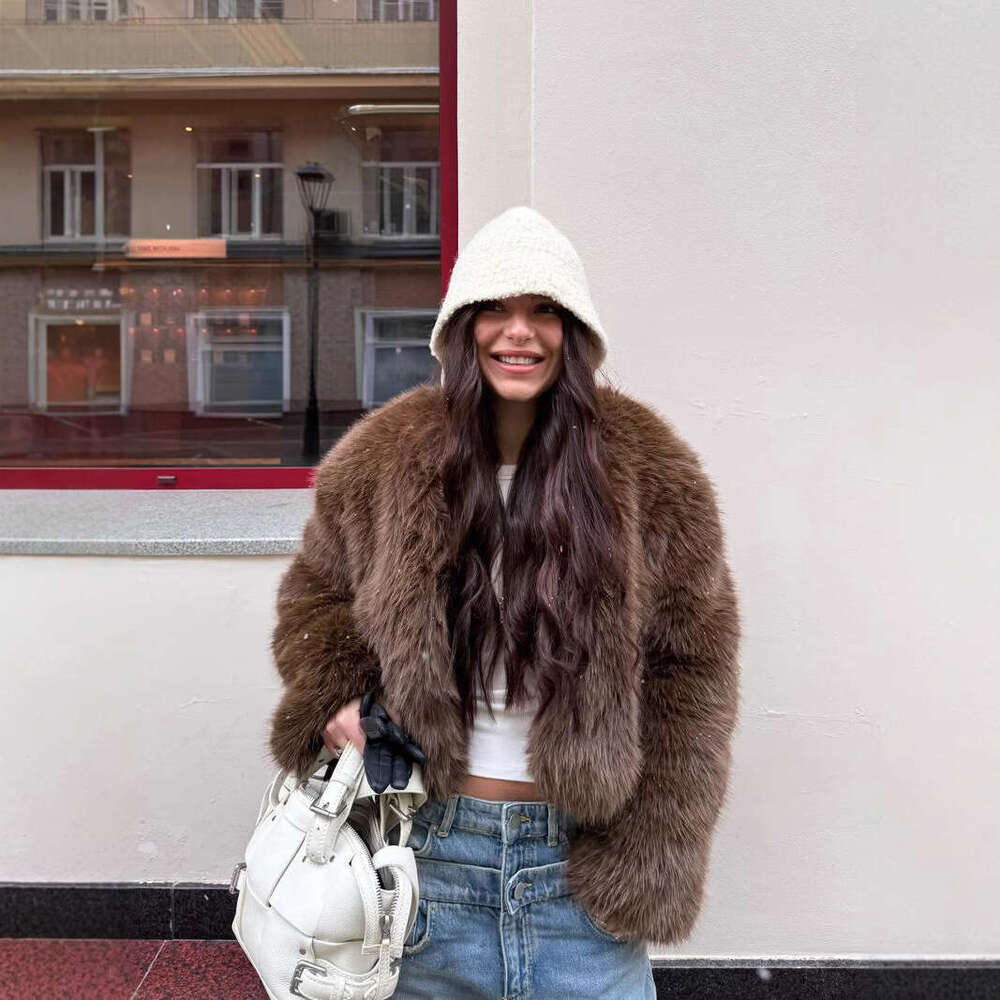 Cross-Border Autumn Winter Short Tocas Women's Casual European and American Street Style Fox Fur Coat