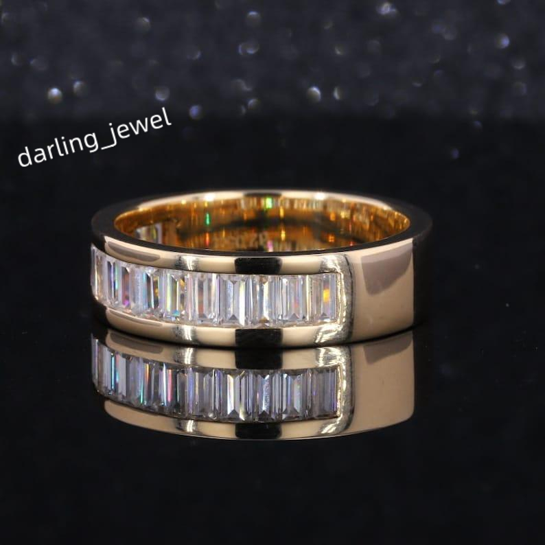 Iced Out VVS Lab Grown 10K 14K 18K Gold Full Diamond Baguette Ring Luxury Custom Jewelry Mens Ring Trend Hip Hop