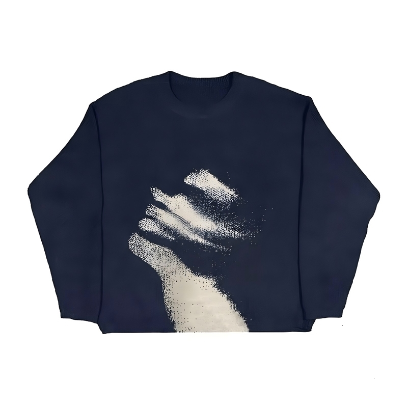Y2k Harajuku Aesthetics Vintage Loose Punk Streetwear Knitted Unisex Rock Goth Graphic Print Sweater Knit Pullover Hip Hop Top 250919