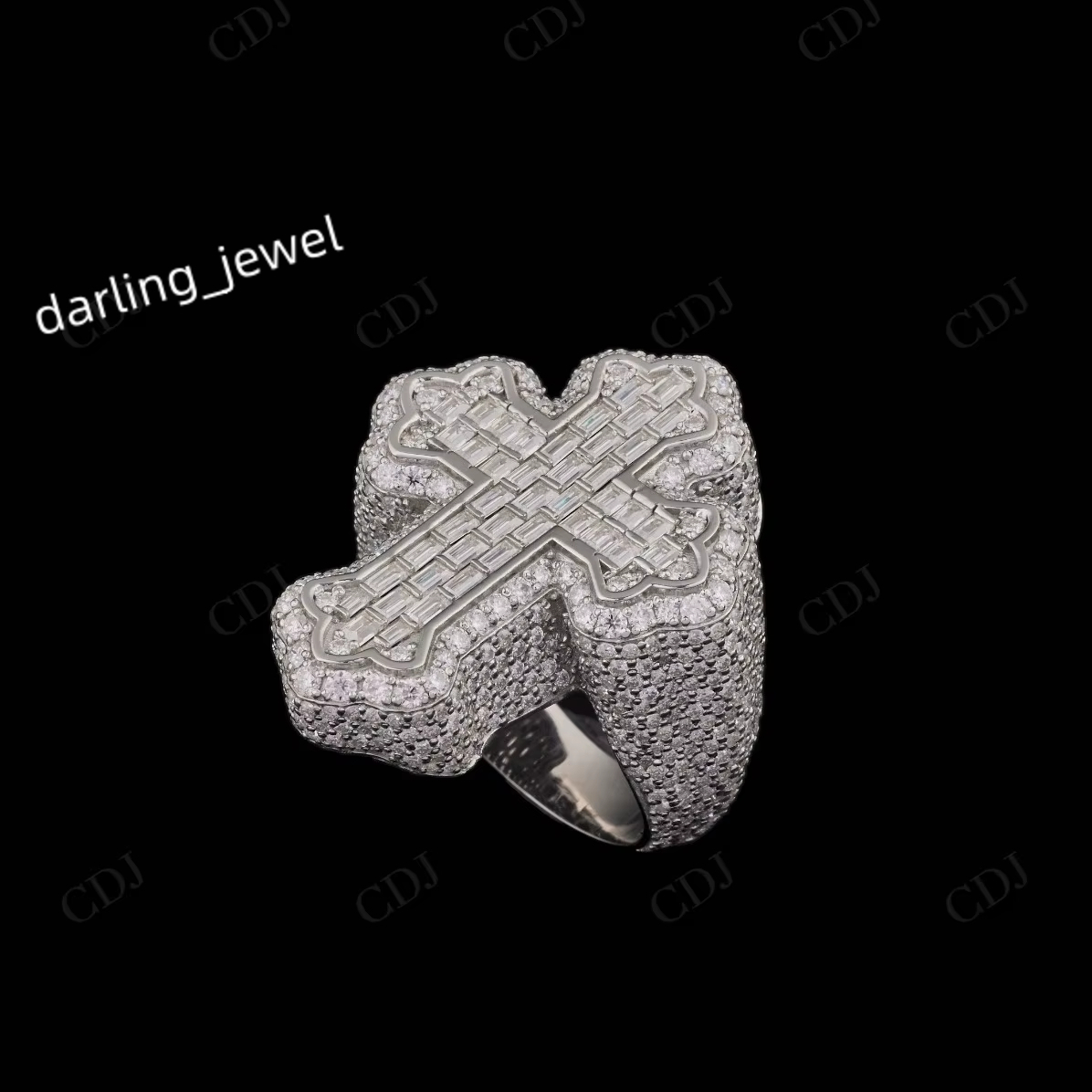 Fully Iced VVS Moissanite Cross Ring 925 Sterling Silver Hip Hop Style Stylish Luxury Jewelry Christian Symbol Factory Wholesale