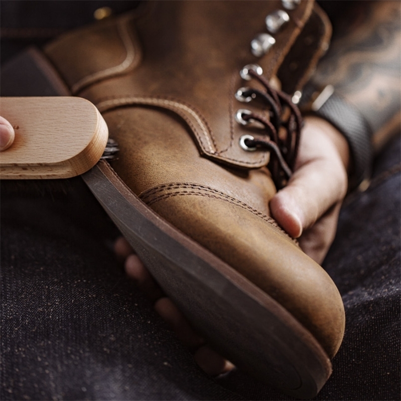 Maden First Layer Cowhide 8111 Boots de la cheville Vintage Vintage en cuir authentique Boots de moto paratrooper pour hommes Hiver d'hiver chaus
