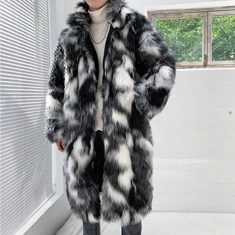 Autumn Winter Fur Coat Mens Warm Thick Parka Men Casual Long Maxi Man Streetwear Wild Loose Jacket Male Windbreaker OvercoatXJ250920