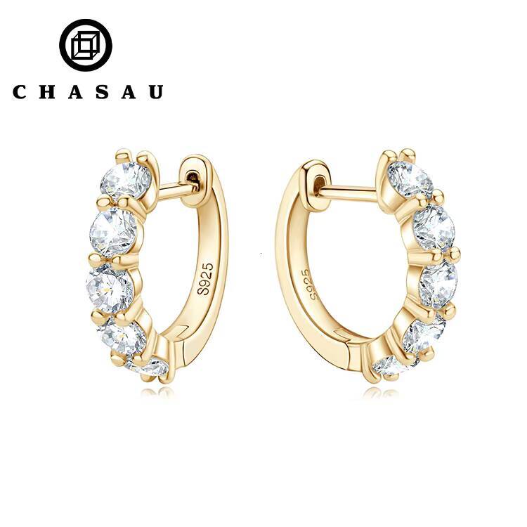 Bijoux de personnalité 925 Boucles d'oreilles en argent sterling cerceau 35 mm 02ct Moisanite Elegant Clidon Huggies Moules d'oreilles