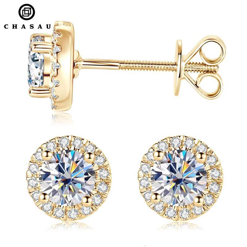 Luxury Earrings Jewelry Cute Stud Earring 45MM 04CT Moissanite Stone Gold Custom Round 10K Solid for Women CLASSIC Yellow Gold