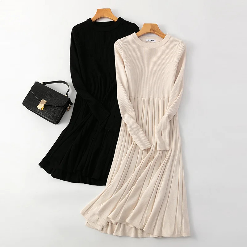 Hlbcbg Chic Femmes Long Tricot Maxi Robe pull d'automne hivernale tricote une robe de ligne de la fête de Noël épaisse de Noël 250920