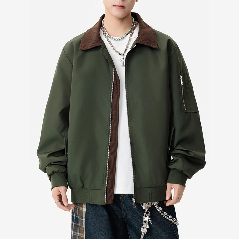 Corduroy Jackets Men Retro Bomber Jacket Mens Spring Autumn Pilot Coat Lapel Clothing Varsity Cargo 250905