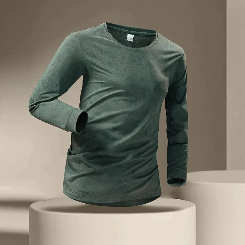 Sports Fitness Mens Long Sleeve Outdoor Badminton Quick Dry Training Shirt Casual Thin Running Tops Bodybuilding Sportswea 250920