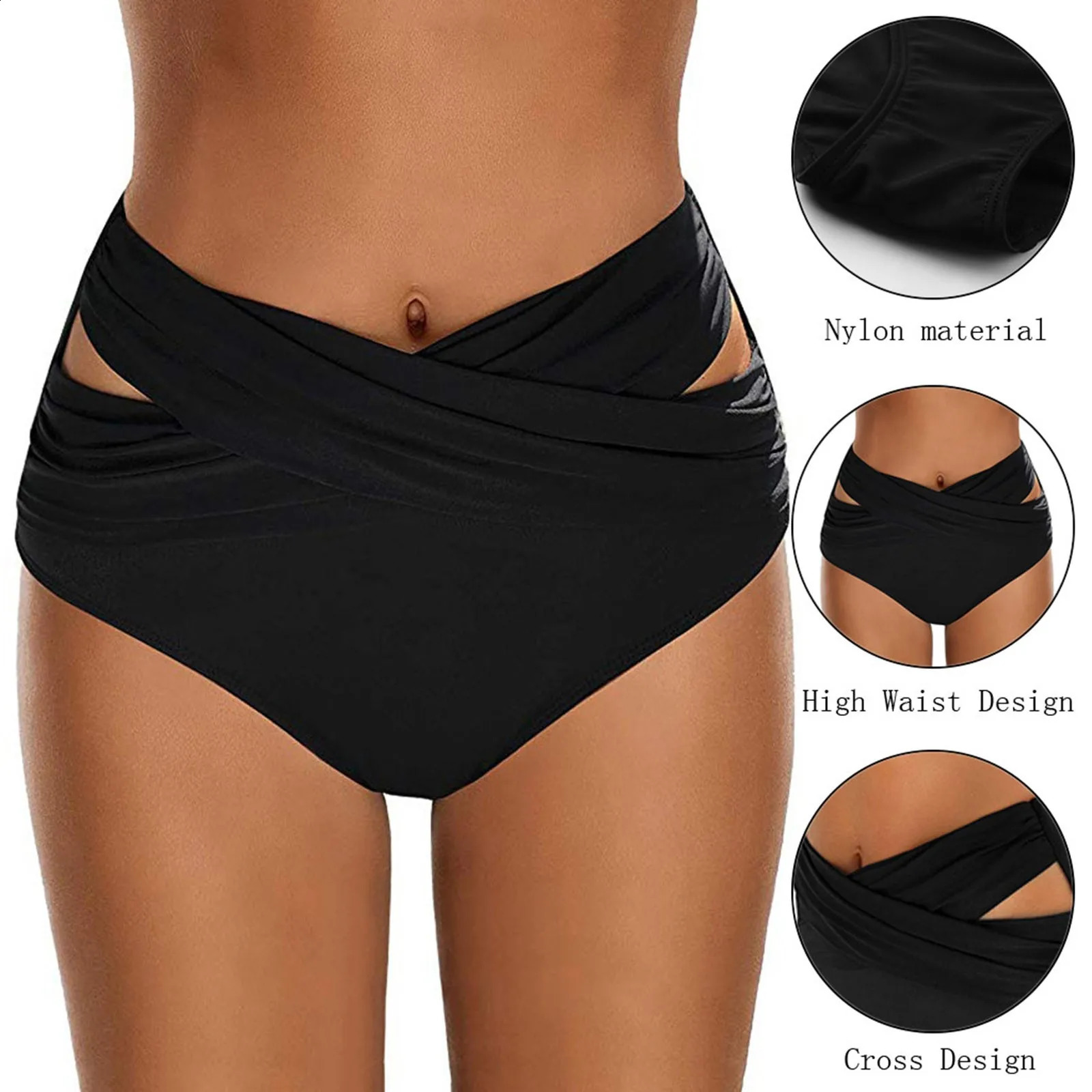 Summer Beach Swimsuit WomenS Bikini High Waisted Pleated Sexy Bottoms Shorts Beachwear Baador 250920