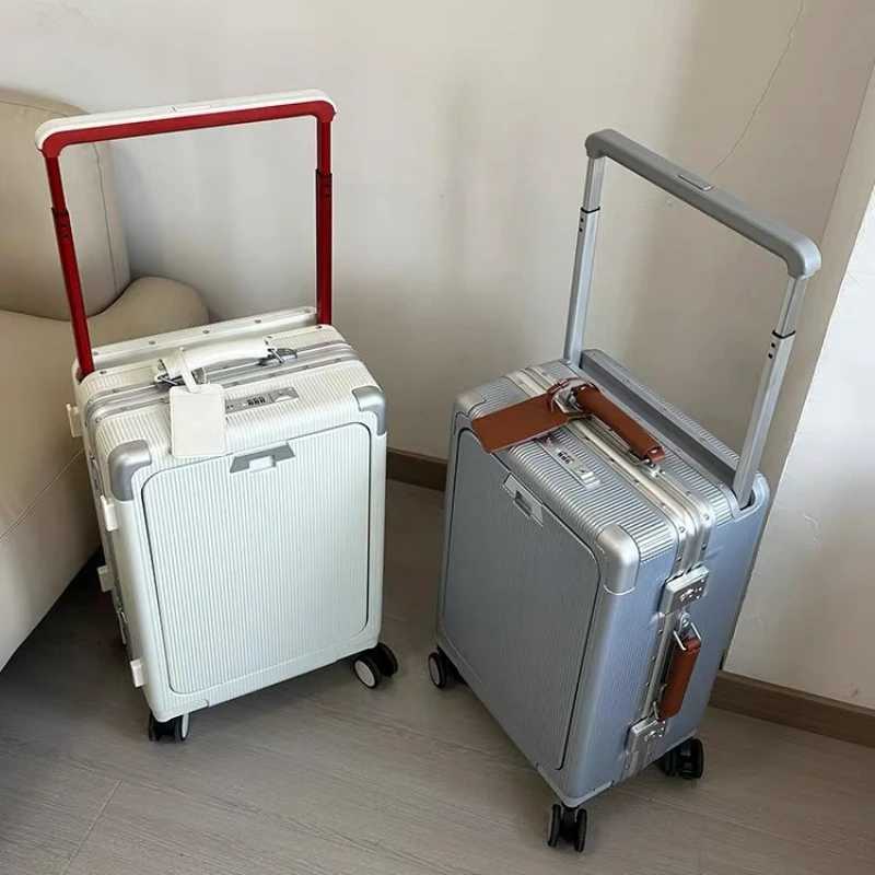 Aluminum Frame Luggage Password Carry on Luggage with Wheels Quiet Universal Wheel Fashion Travel Box Pull Rod Box W250920-image-1076019883