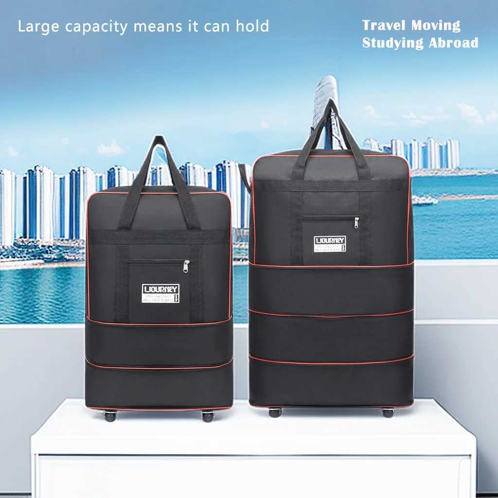 Folding travel bag luggagelarge capacity telescopic luggage overnight bagweekend travel bag waterproof and wearresistant W250920-image-1076020348