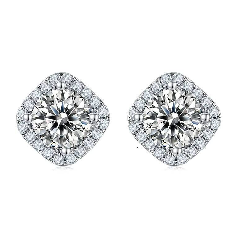 Luxury Square Shape Moissanite 925 Silver Stud Earring Trending Fantasy Quality Trendy Fashion 2024 2025 Jewelry for Women