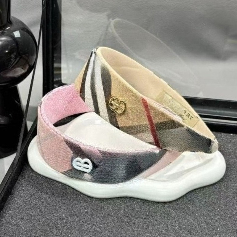 Plaid Headband Designer Headbands Women&#039;s Hair Accessories Wide-brimmed Versatile Headband New Fashion Design Headdress Pink Khaki Plaid-image-1076004567