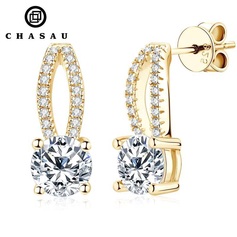 Classic 925 Silver Silver Piercing Bringon d'oreille Exquis 65 mm 4 griffes D Couleur VVS1 1 Carat 1ct Moisanite Moisanite Boucles d'oreilles pou