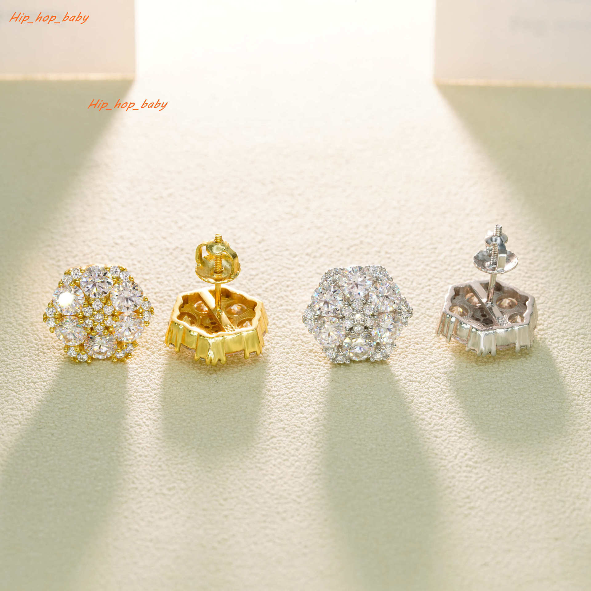 Prix ​​d'usine GRA certifié 925 Boucles d'oreilles Moisanite Silver VVS Cluster Flower Stud Iced Out Hip Hop Bijoux pour hommes et femmes
