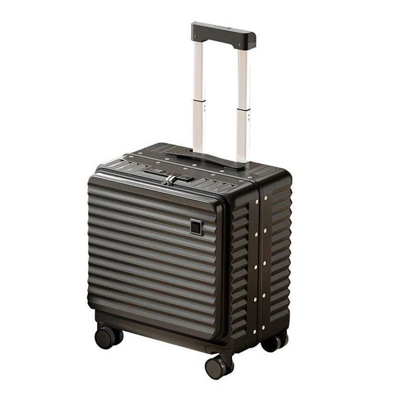 Small Ultralight 2025 New Suitcase 161820 inch Carryon Luggage Aluminum Frame Trolley Case Side Opening Boardable W250920-image-1076021835