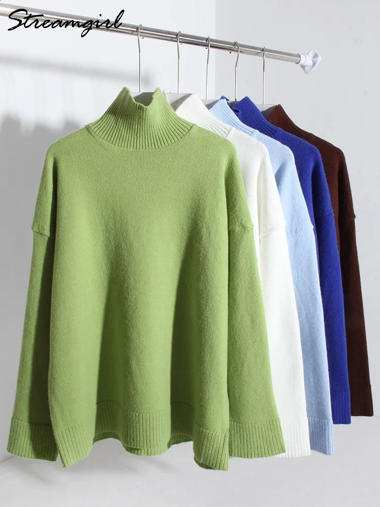 Stream Womens Turtleneck Sweaters For Winter Warm Knit Pullovers Basic White Oversized Sweater Women Knitwears Autumn 2025 250919