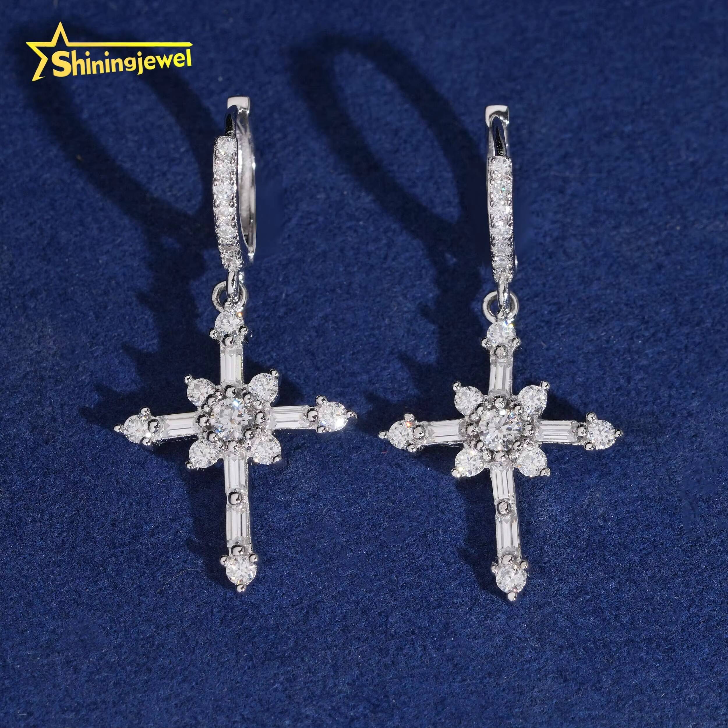 Iced Out Moissanite Diamond Oree Oreing Bringscross Design 925 Silver Hip Hop Drop Boes Ored Ored Pass Diamond Tester