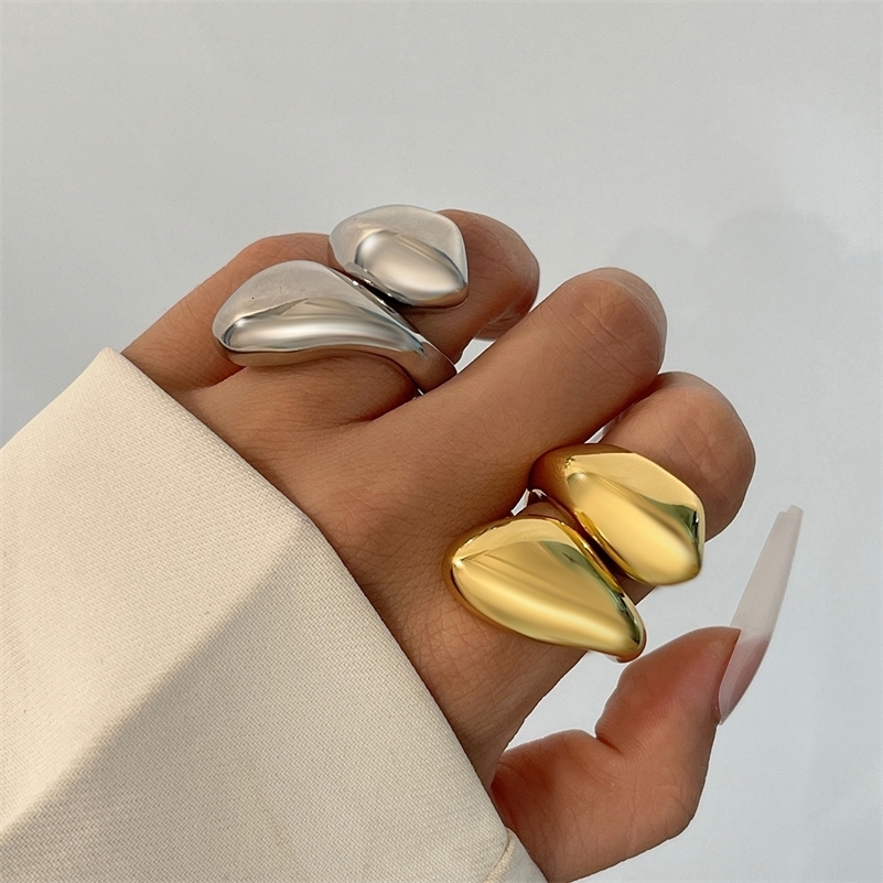 Ingemark Exaggerated Punk Smooth Water Drop Snake Rings for Women Vintage Geometric Adjustable Open Finger Ring Couple Jewelry 250919