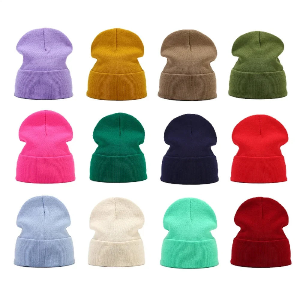 Solid Knitted Hat Winter Autumn Keep Warm Outdoor Women Men Wool Beanies Ear Gorras Ski Caps Cycling Hip Hop Skateboard 250919
